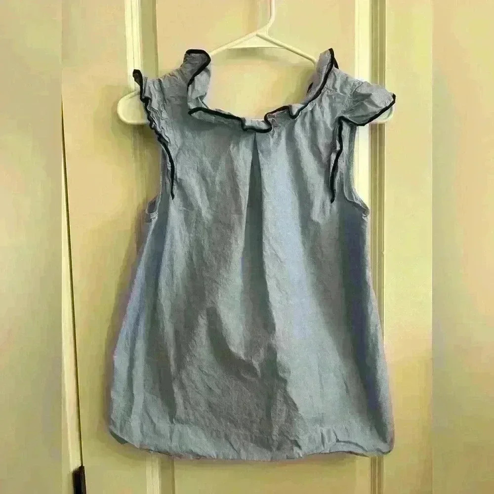 J Crew blue/navy blue baby doll blouse size 2 ruffle